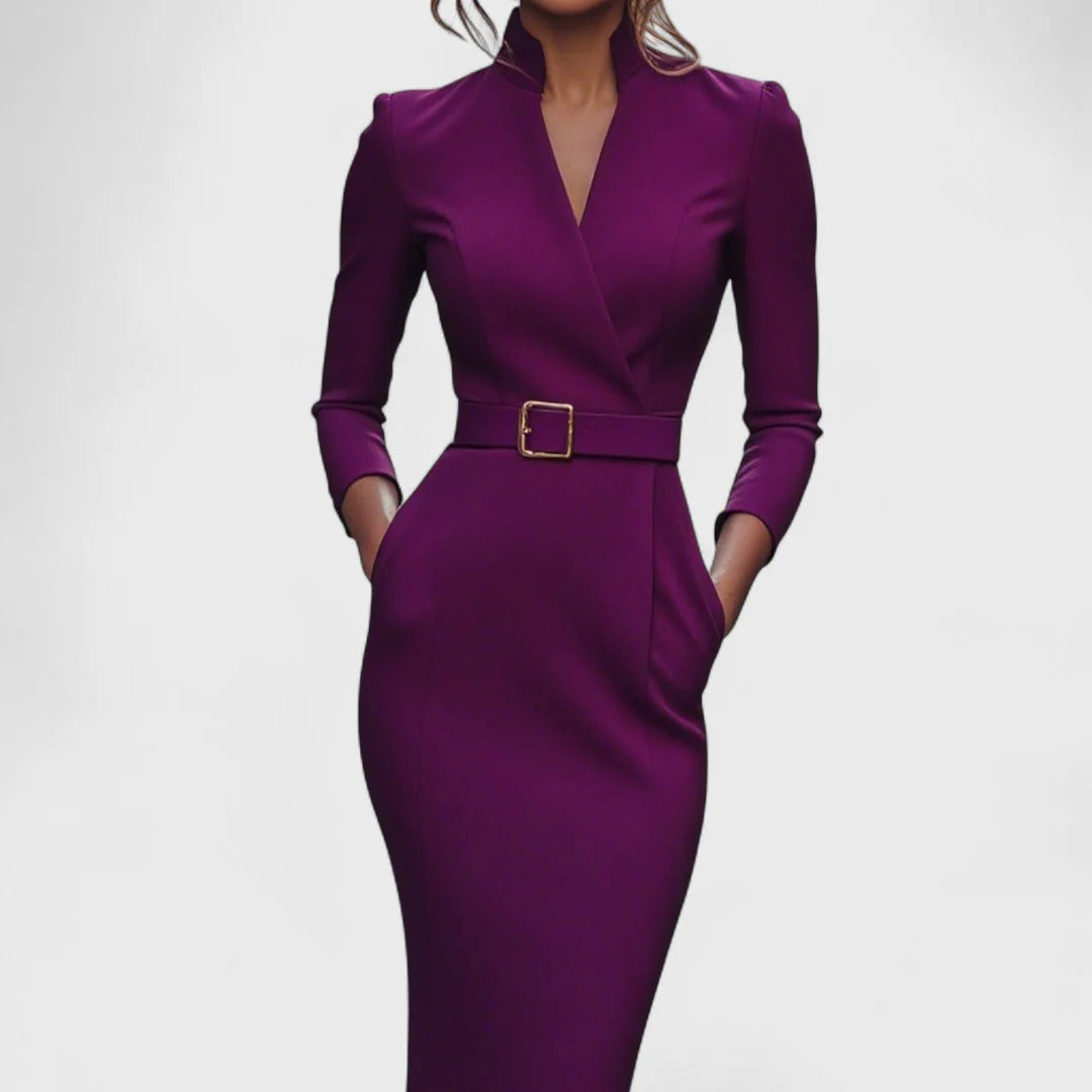 SERENA - Vestido refinado y elegante con cinturón