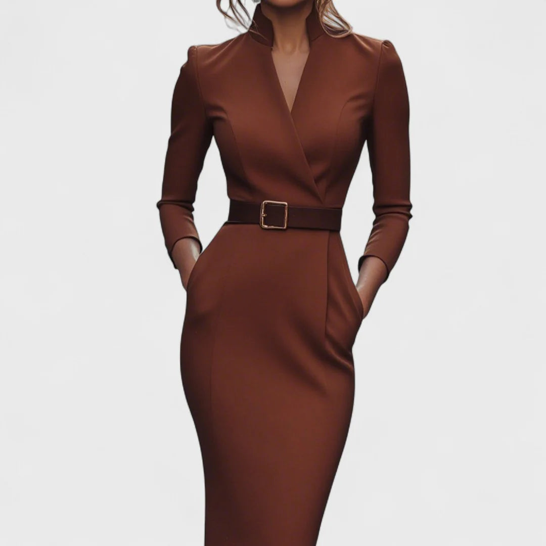SERENA - Vestido refinado y elegante con cinturón