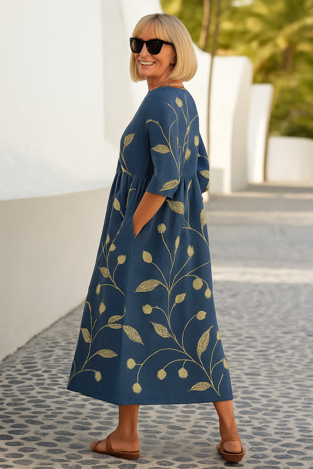 Eliza | Vestido midi holgado - Elegancia sin esfuerzo, comodidad diaria
