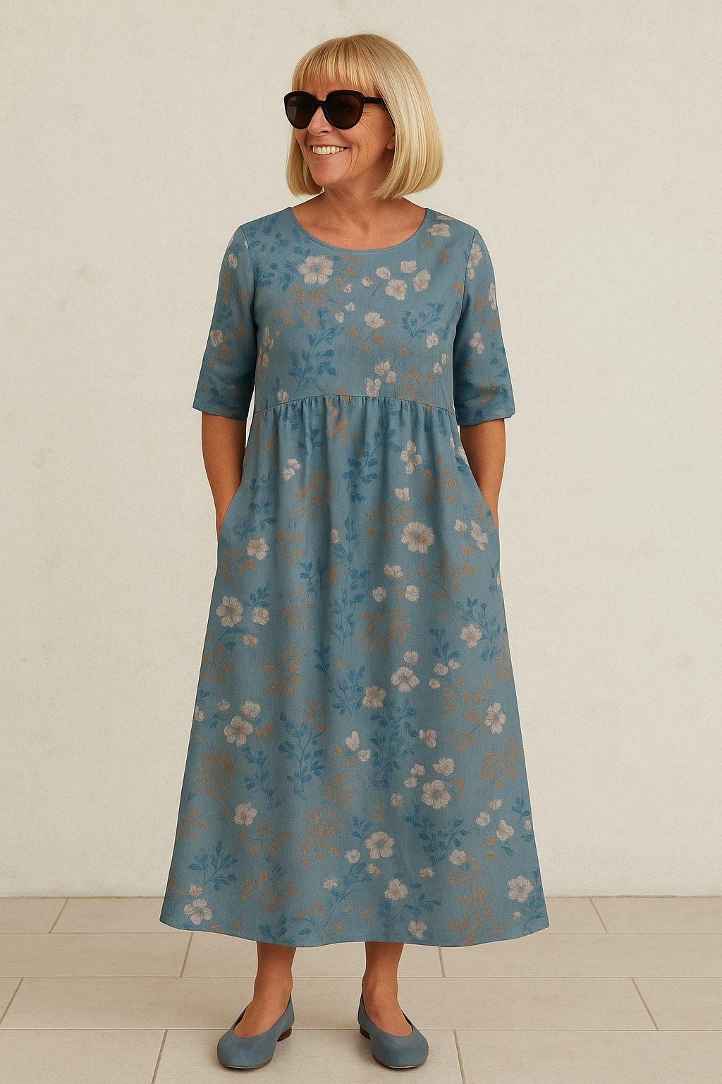 Eliza | Vestido midi holgado - Elegancia sin esfuerzo, comodidad diaria