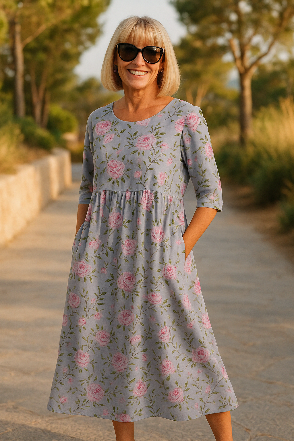 Eliza | Vestido midi holgado - Elegancia sin esfuerzo, comodidad diaria