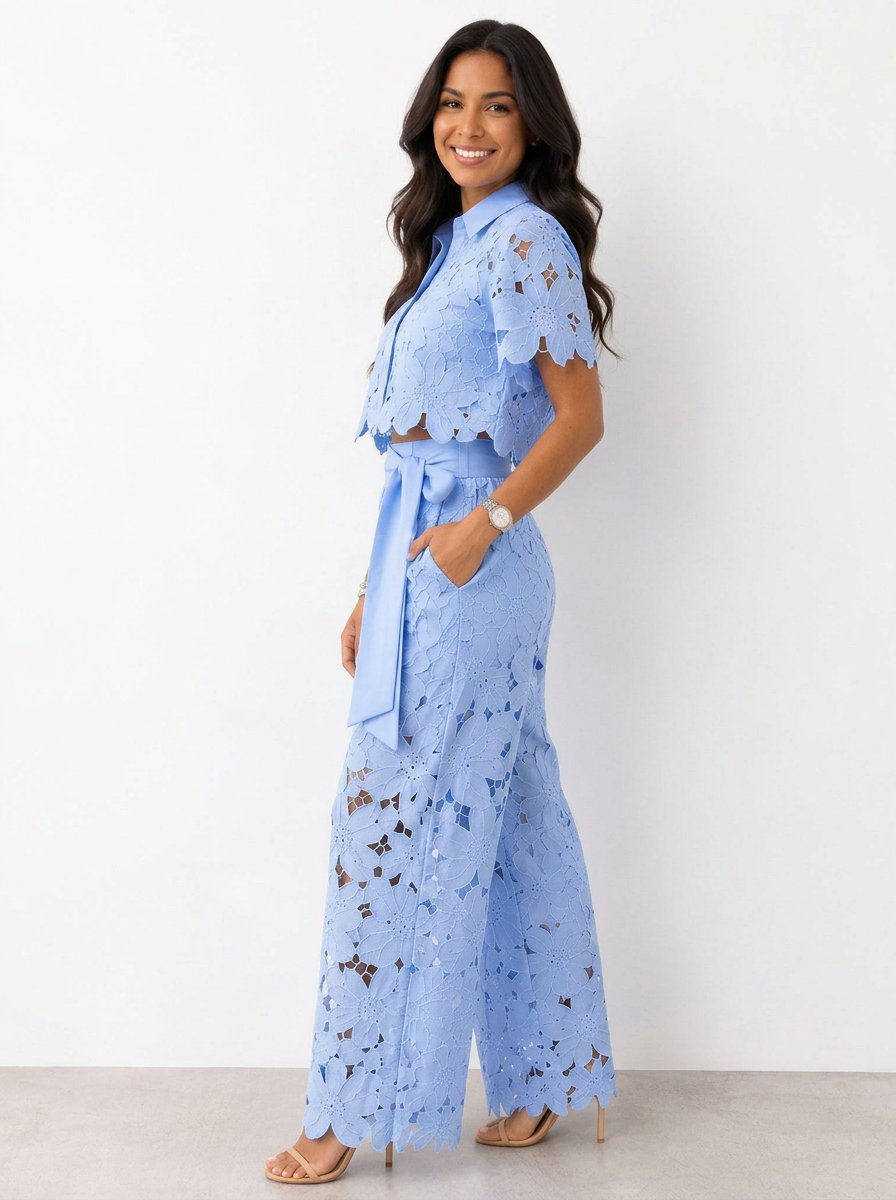 Alba | Conjunto elegante calado con cinturón